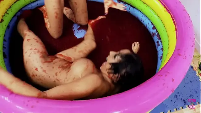 Two of the most amazing gay girls Tammie Lee and Romana Ryder wrestled in jelly