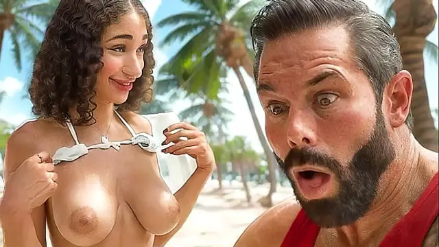 Ebony stepdaughter gets oiled up by her stepdad&period;&period;&period;