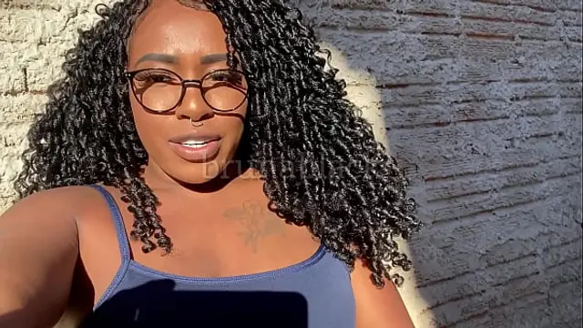 JOI - Young black girl enjoying herself while masturbating her creamy pussy in her backyard&period; BRUB