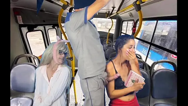 Worker takes out his dick and gropes women on the bus in public&excl;