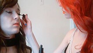 Redhead femdom teaching her slave how to dress like a lady by Femdom Austria