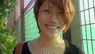 Gorgeous Short Hair And Naturally Tan Japanese Amateur Goes Out For A Walk Outside In Public Wearing
