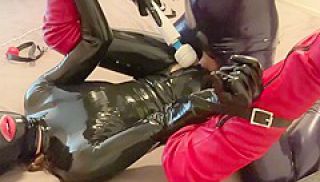 Touchedfetish Amateur Fetish Wife Tied Up In Bondage In Shiny Latex Rubber Catsuit And Overknee Boot