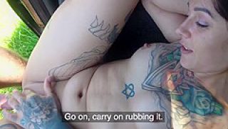 Tattooed Slut With Small Tits Rides Johns Face Like