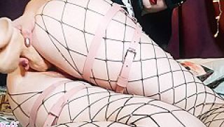 Double Pussy Penetration Five Different Dildos Garter Fishnets Red Lips - Amateur Lalli Puff