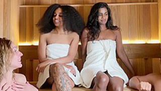 Romy Indy And Hailey Haze - Suraya Ndia Valerie Mariah And Lesbian Foursome In Sauna