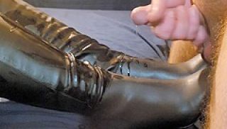 Slave Jacks Off On Boots And Eats His Own Cum Off Them