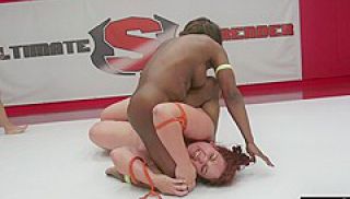 BBW wrestling amateur dyke dominated by Ebony in fight