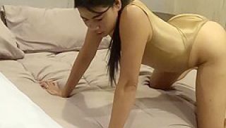 Thai Amateur Ice In Gold Shiny Spandex Lingerie