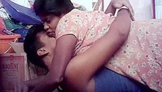 Indian House Wife Kissing On Housband
