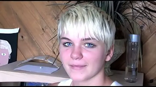 Blonde girl sucking huge cock