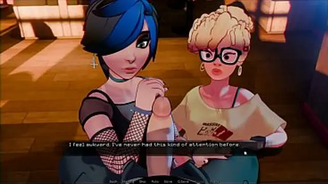 Hooked &lbrack; Hentai Game &rsqb; Ep&period;2 GOTH and NERD touch a GIANT COCK for the FIRST TIME in this PORN CASTING &excl;