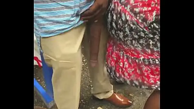 Huge&excl; Big Black Dick Flash in Public Bus Stop